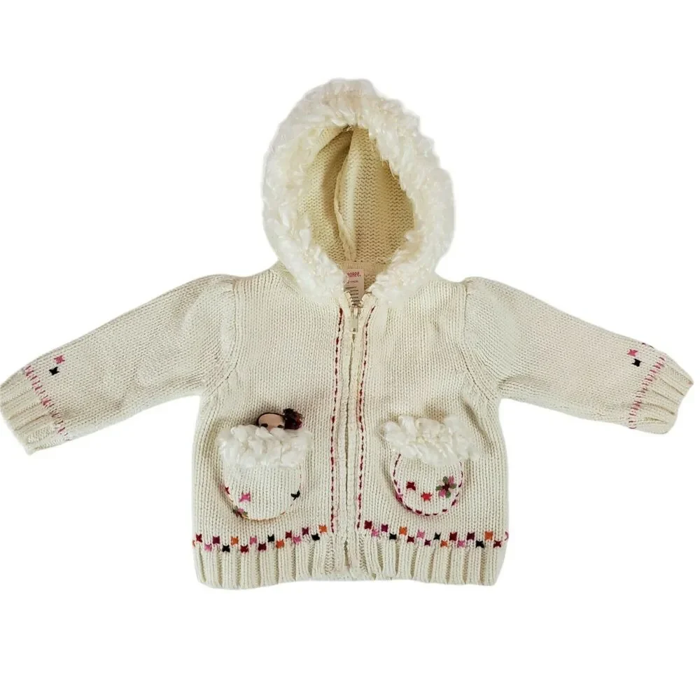 Gymboree Girls 6-12 MOS Hooded Zipper Jacket Warm Cute Peruvian Doll Peru Cotton